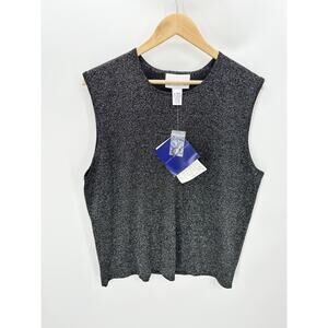 Susan Graver Black Silver Speckled Metallic Tank Top Women XL NWT